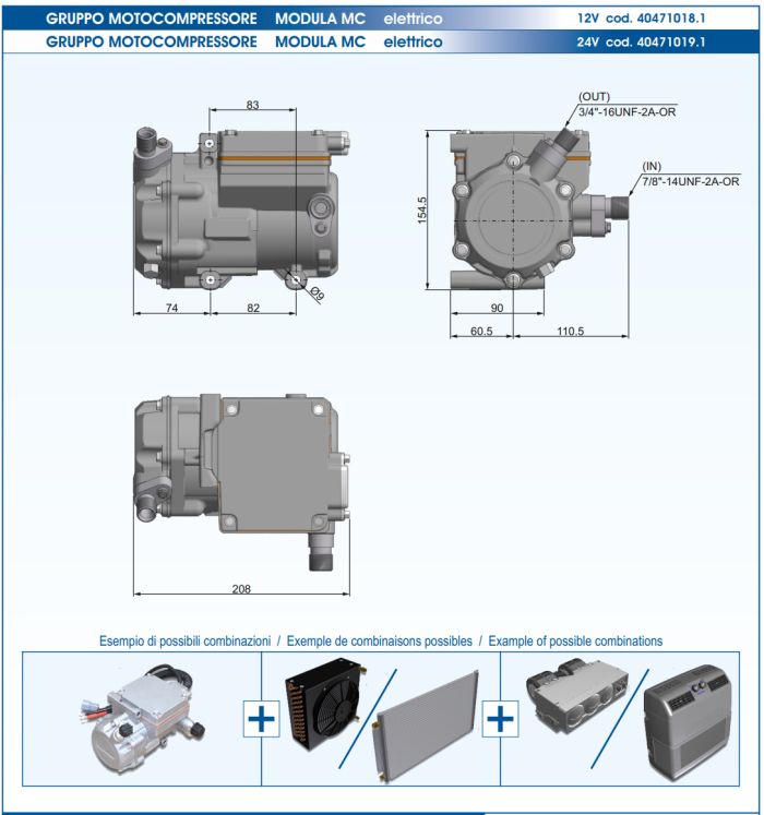 Autoclima Modula (Мотокомпрессор) 12В Электрический компрессорный блок Артикул / SKU: 40471018.1
